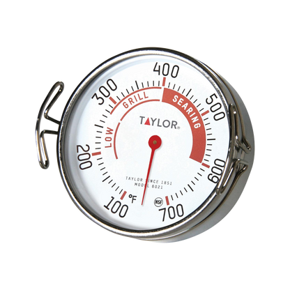 Taylor 6021 2" Dial Stainless Steel Grill Surface Thermometer, 100°F to 700°F