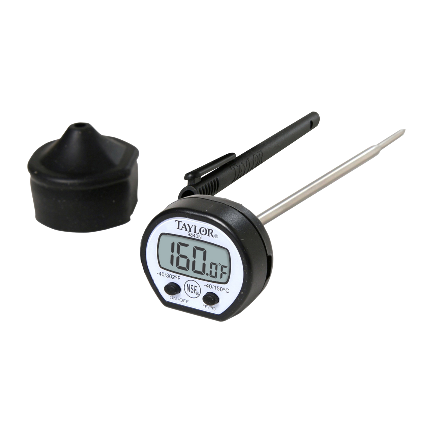 Taylor 9840RB Digital Pocket Thermometer with Protective Rubber Boot, -40°F to 302°F