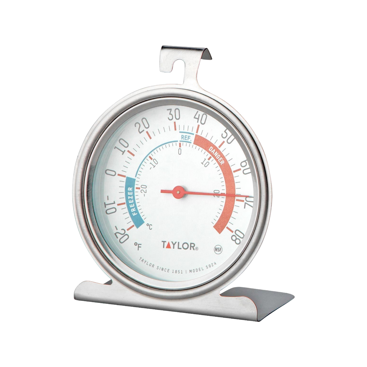Taylor 5924 3" Dial Stainless Steel Refrigerator & Freezer Thermometer, -20°F to 80°F