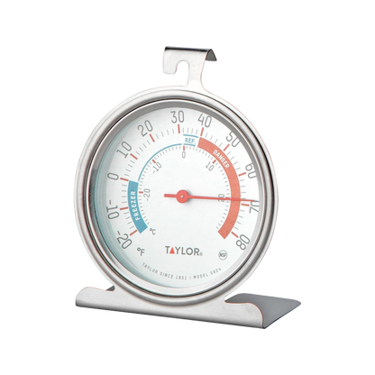 Taylor 5924 3" Dial Stainless Steel Refrigerator & Freezer Thermometer, -20°F to 80°F