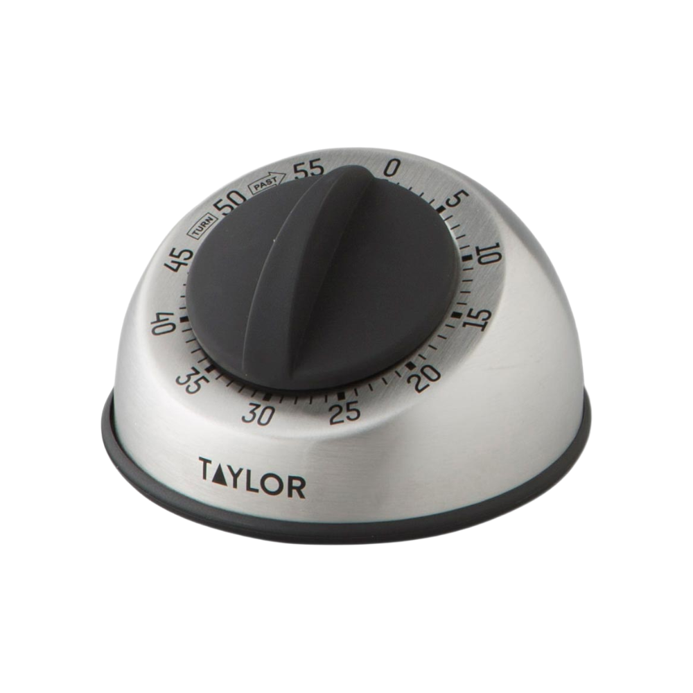 Taylor 5830 60-Minute Stainless Steel Mechanical Timer with Slip-Proof Base
