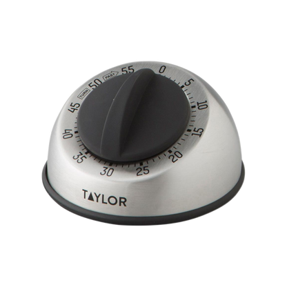 Taylor 5830 60-Minute Stainless Steel Mechanical Timer with Slip-Proof Base