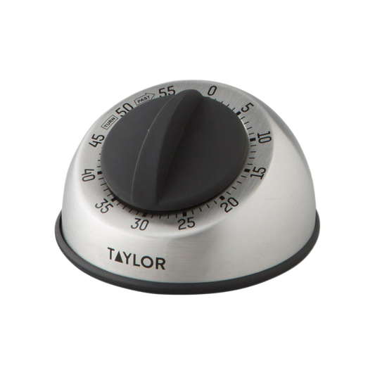 Taylor 5830 60-Minute Stainless Steel Mechanical Timer with Slip-Proof Base