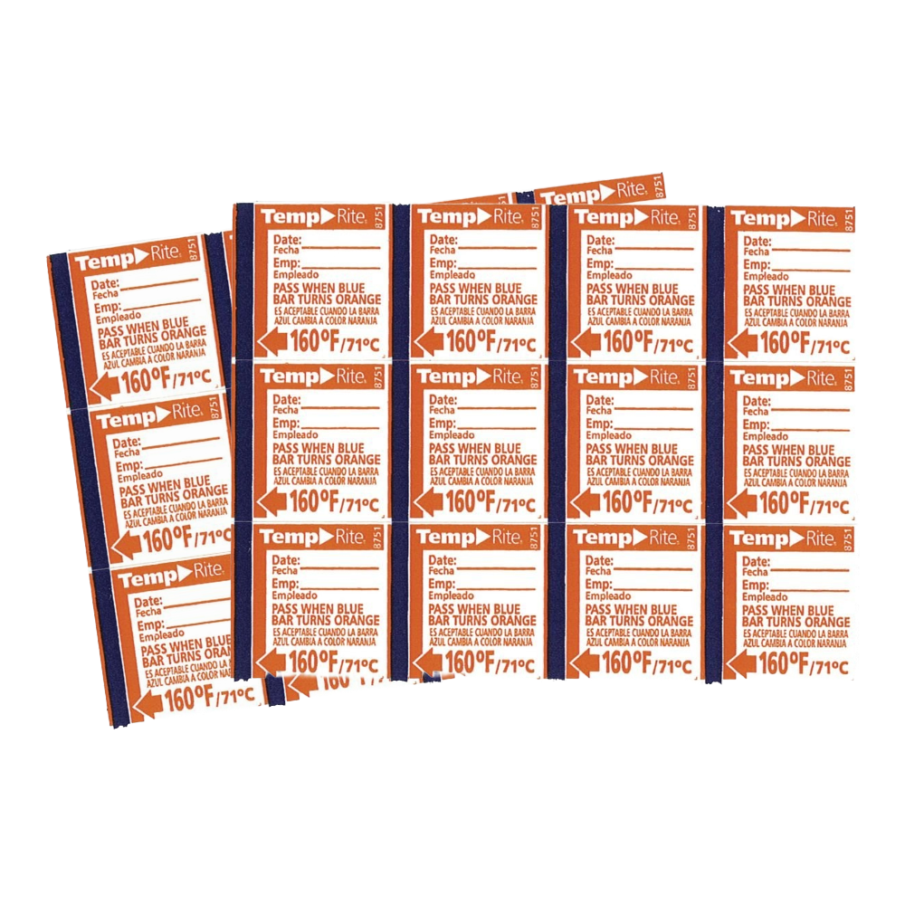 Taylor 8751 TempRite 160°F Adhesive Dishwasher Temperature Labels - 24/Pack