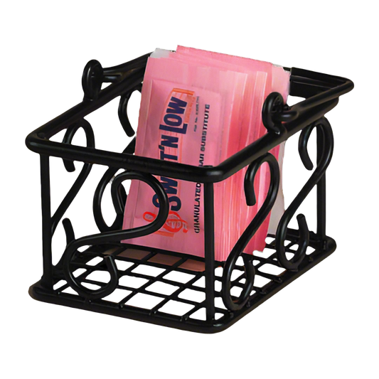 American Metalcraft SBS533 3.5"L x 2.75"W x 2.25"H Wrought Iron Sugar Packet Basket - Black