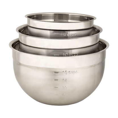 Browne 747390 Cuisipro Stainless Steel Mixing Bowl Set, 3-Piece