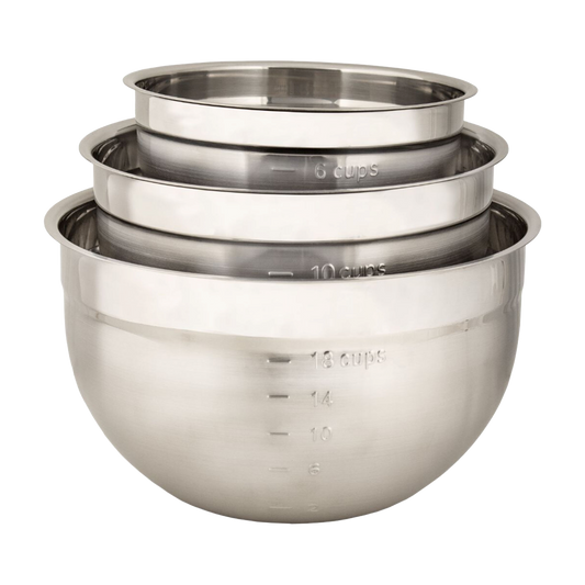 Browne 747390 Cuisipro Stainless Steel Mixing Bowl Set, 3-Piece