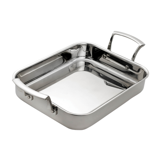 Browne 5724176 Thermalloy Tri-Ply Stainless Steel Roast Pan 14" x 11", 4.6 qt