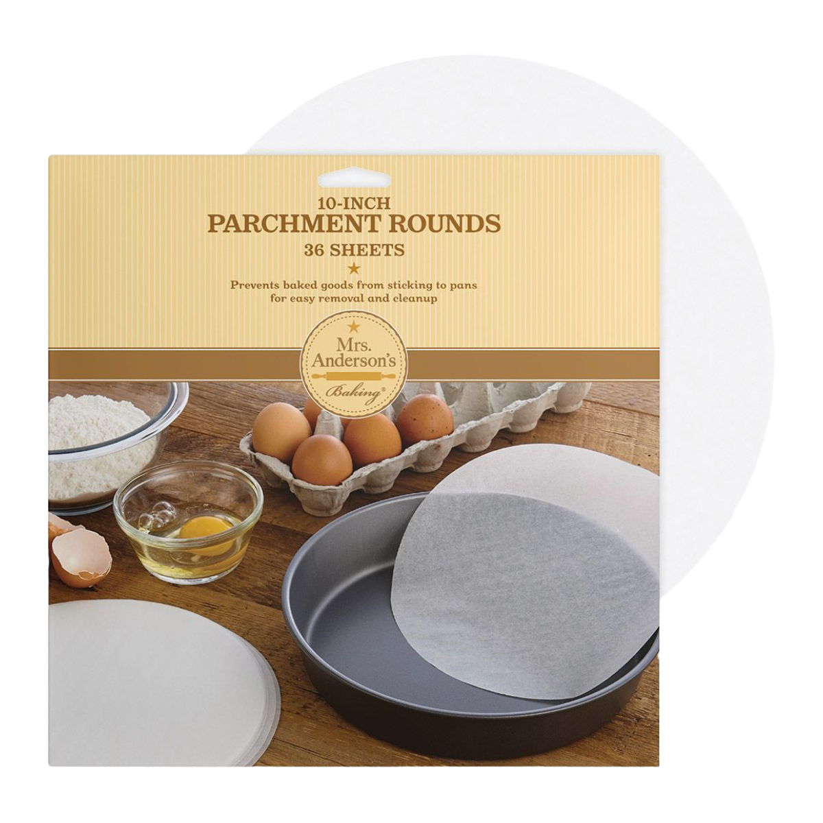 Mrs. Anderson's Baking Silicone-Coated Parchment Paper Cake Rounds, 10" (36-Pack)