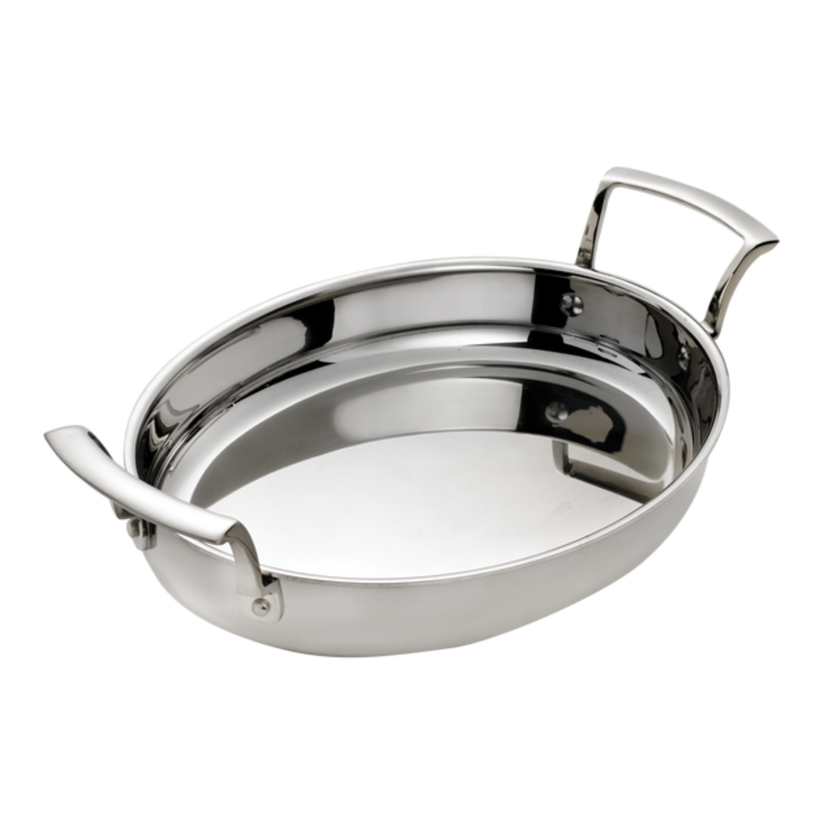 Browne 5724177 Thermalloy Tri-Ply Stainless Steel Oval Roast Pan 12" x 10", 2.6 qt
