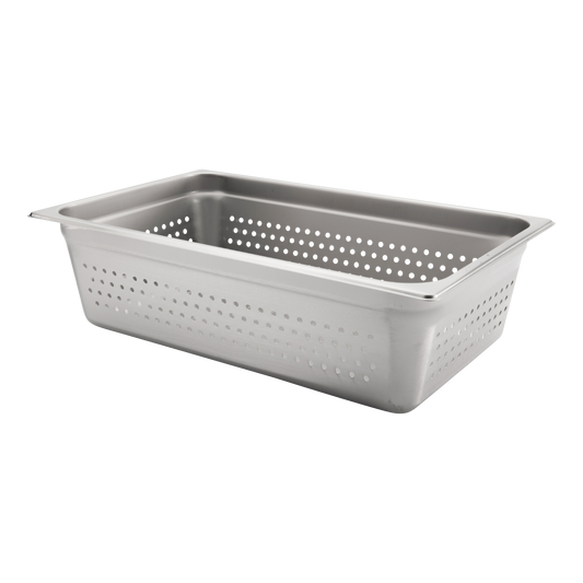 Browne 5781116 Stainless Steel Anti-Jam Perforated Full Size Steam Table Pan 6" Deep, 21.2 qt
