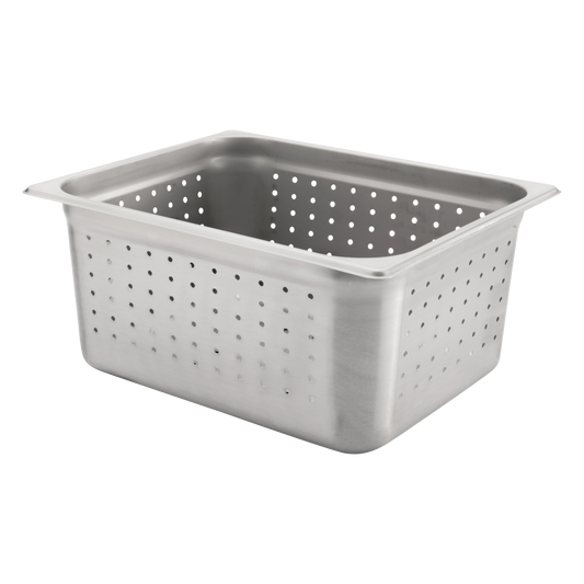 Browne 5781216 Stainless Steel Anti-Jam Perforated Half Size Steam Table Pan 6" Deep, 10.6 qt