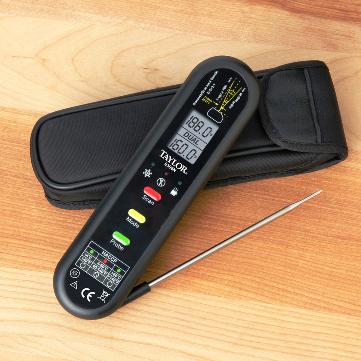 Taylor 9306N Dual Temp Infrared Thermometer with Fold-Out Thermocouple Probe