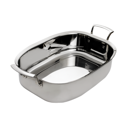 Browne 5724179 Thermalloy Tri-Ply Stainless Steel Roast Pan 14" x 10", 7 qt