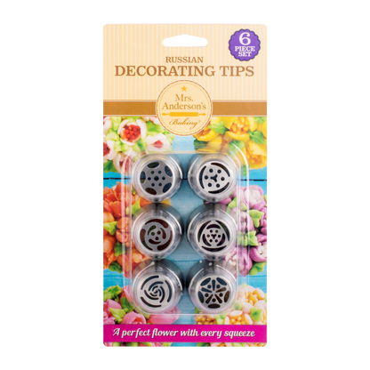 Mrs. Anderson's Baking Stainless Steel Russian Decorating Tips, 6-Piece