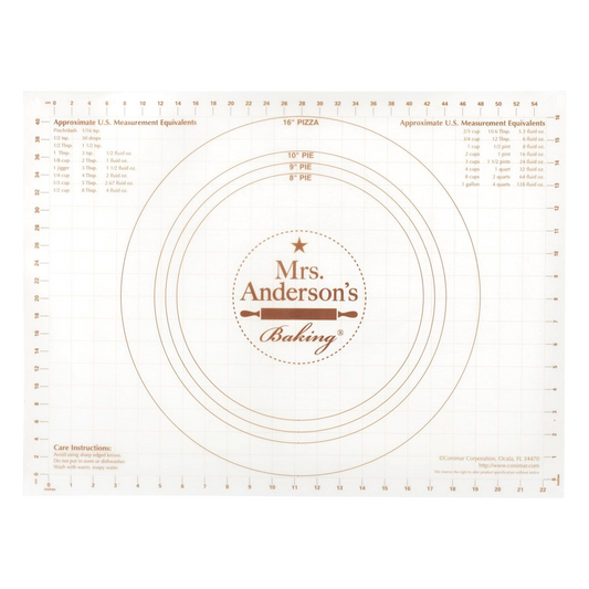 Mrs. Anderson's Baking Non-Slip Plastic Pastry Rolling Mat with Measurement Guides, 18" x 24"