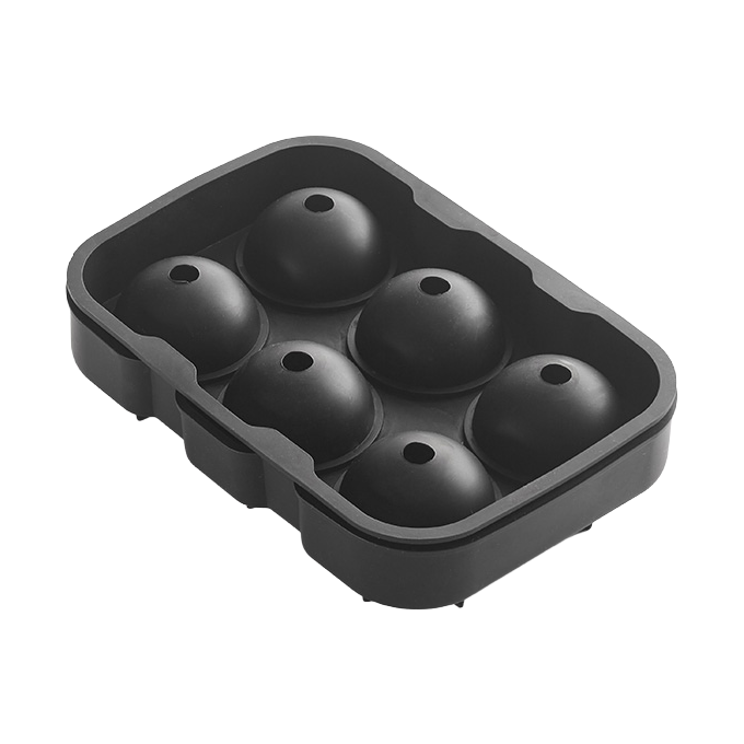 American Metalcraft SMSR8 6-Compartment 1-1/2" Sphere Silicone Ice Mold - Black
