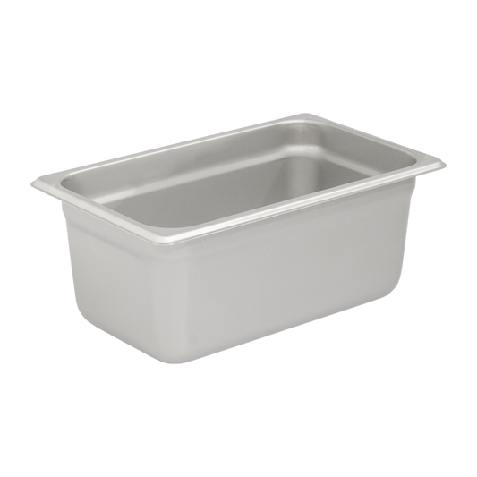 Browne 5781406 Stainless Steel 1/4 Size Anti-Jam Steam Table Pan 6" Deep, 4.6 qt