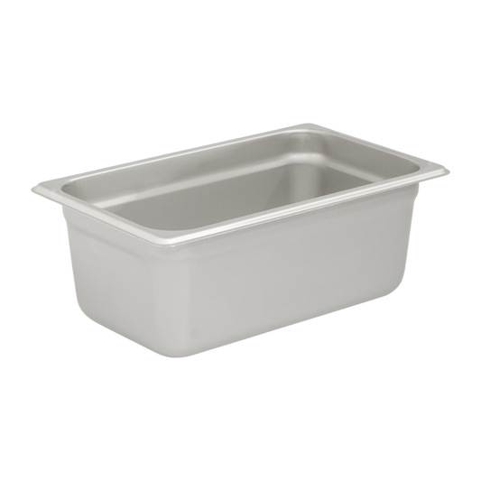 Browne 5781404 Stainless Steel 1/4 Size Anti-Jam Steam Table Pan 4" Deep, 3.1 qt