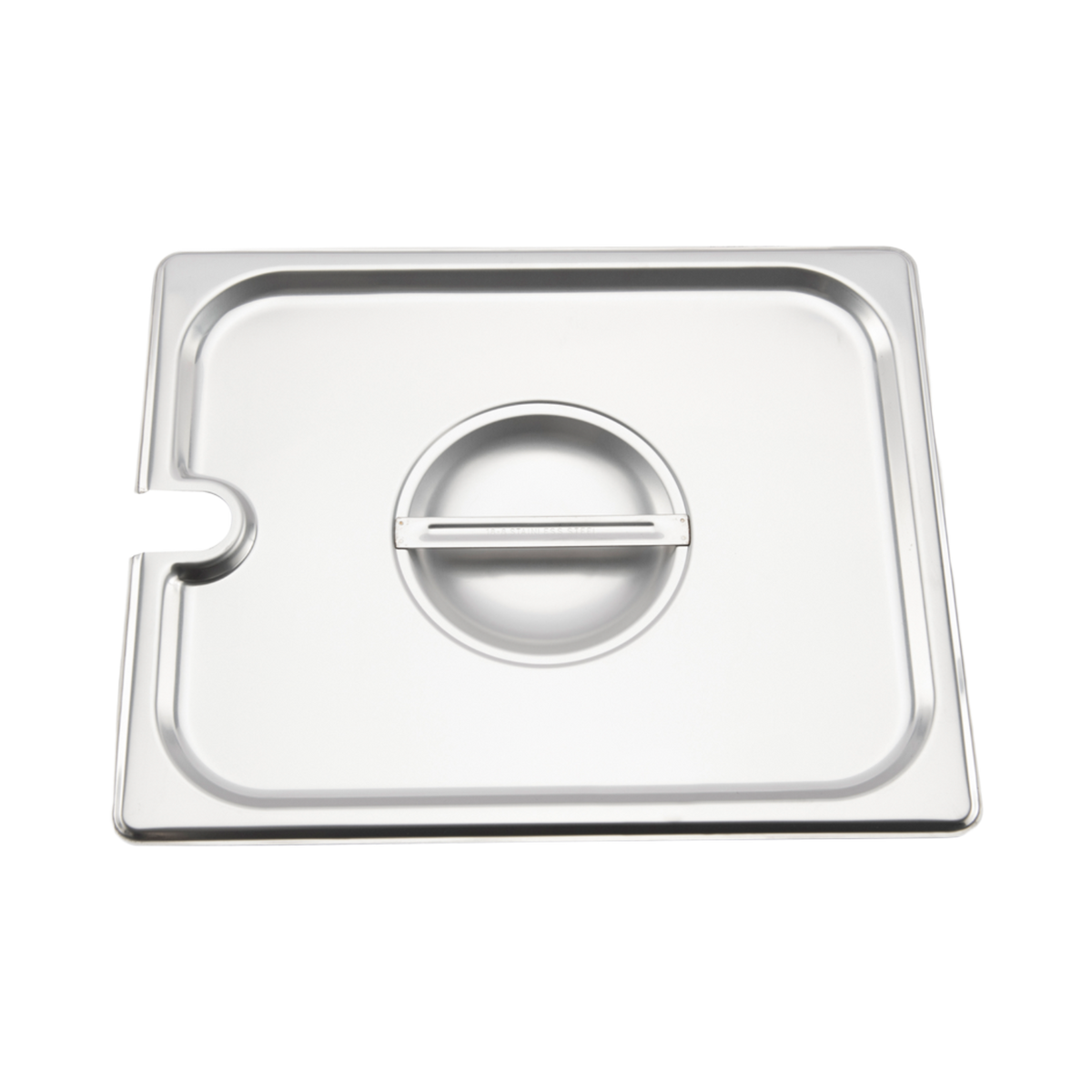 Browne 575539 Stainless Steel Notched Steam Table Pan Cover with Handle, 1/2 Size