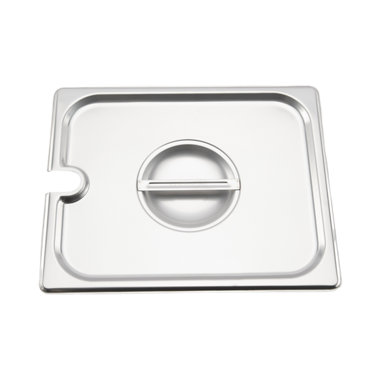 Browne 575539 Stainless Steel Notched Steam Table Pan Cover with Handle, 1/2 Size