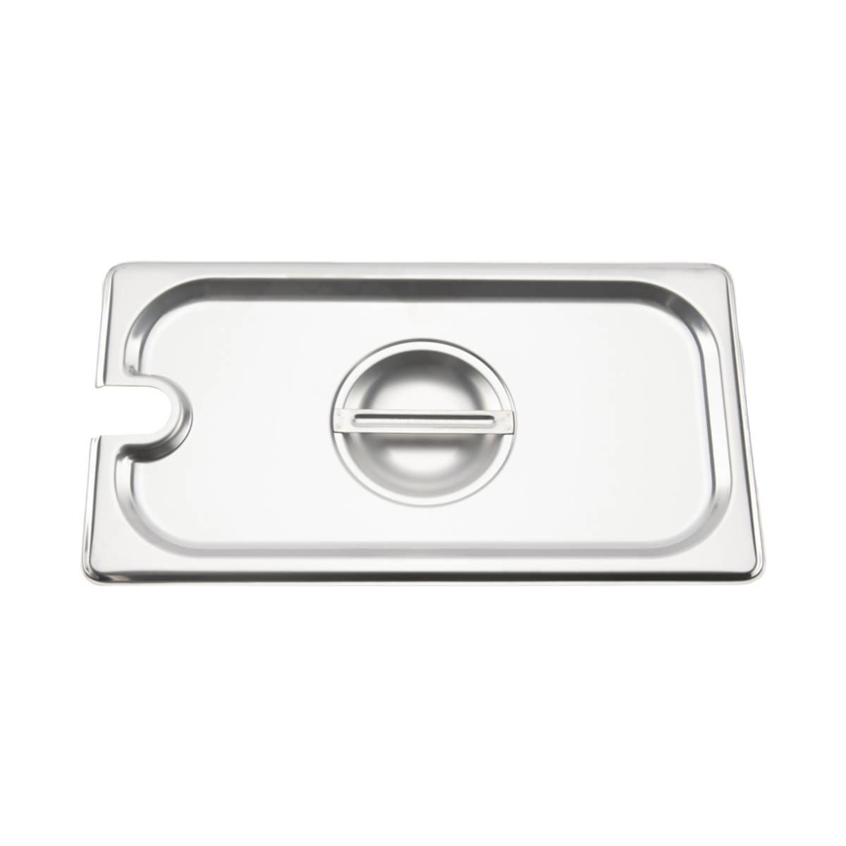 Browne 575548 Stainless Steel Notched Steam Table Pan Cover with Handle, 1/3 Size