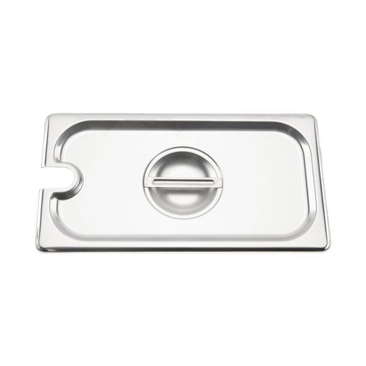 Browne 575548 Stainless Steel Notched Steam Table Pan Cover with Handle, 1/3 Size