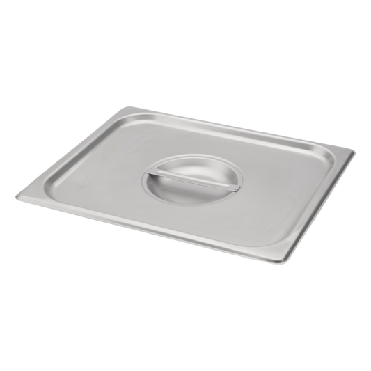 Browne 575538 Stainless Steel Solid Steam Table Pan Cover with Handle, 1/2 Size