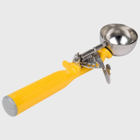 Vollrath Disher 1-5/8 oz. Size 20 Yellow Handle