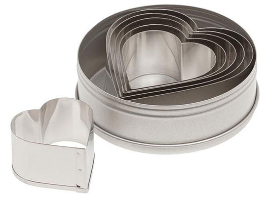 Ateco 6-Piece Stainless Steel Heart Cutter Set 7804