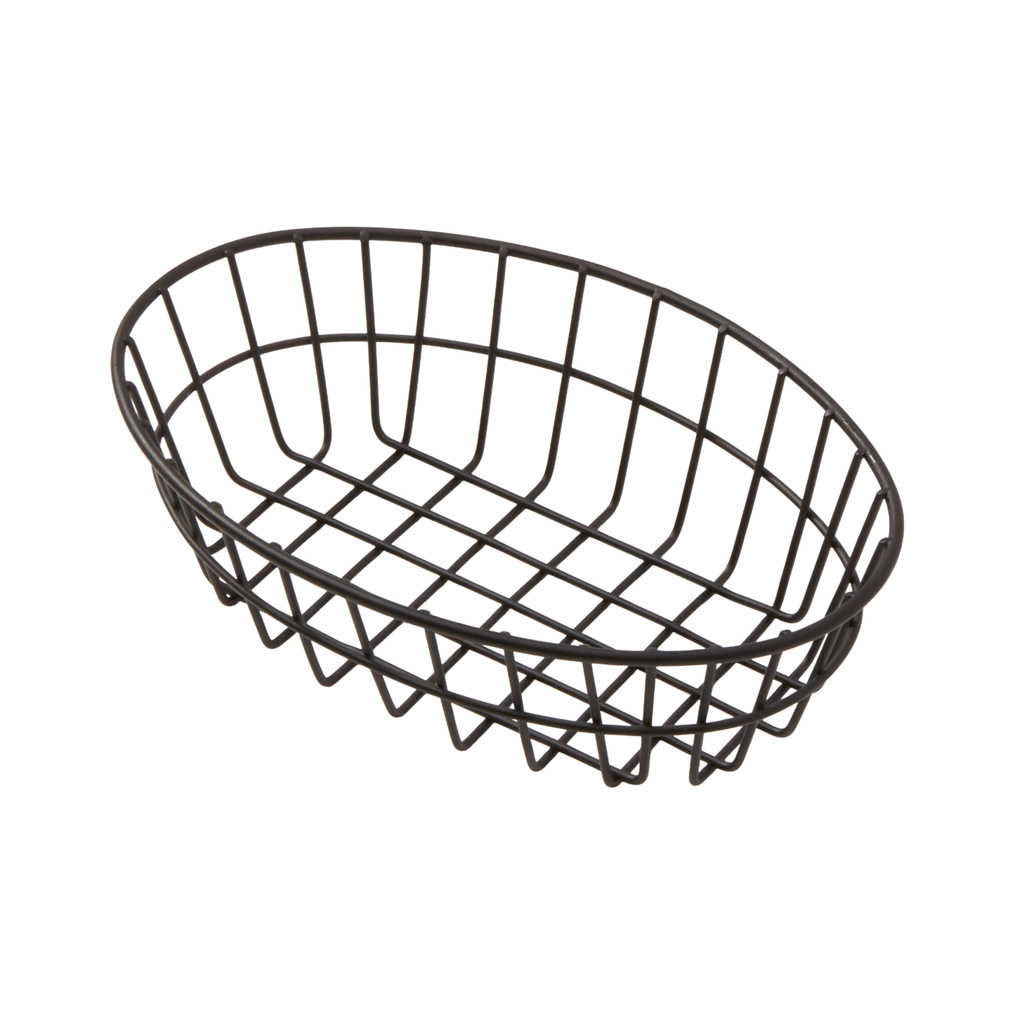 American Metalcraft GOVB69 9" x 6" Oblong Wire Grid Basket - Black