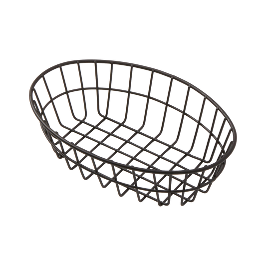 American Metalcraft GOVB69 9" x 6" Oblong Wire Grid Basket - Black