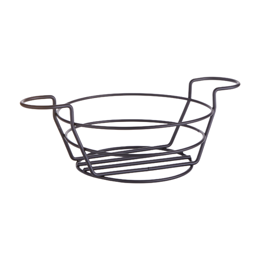 American Metalcraft BSKB80 8" Round Wire Basket with Ramekin Holders - Black