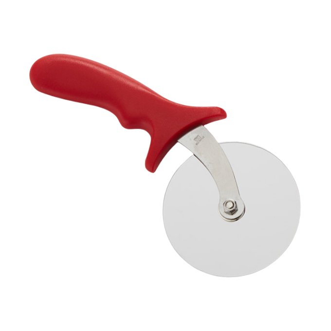 American Metalcraft PIZR2 4" Stainless Steel Pizza Cutter with Plastic Handle - Red