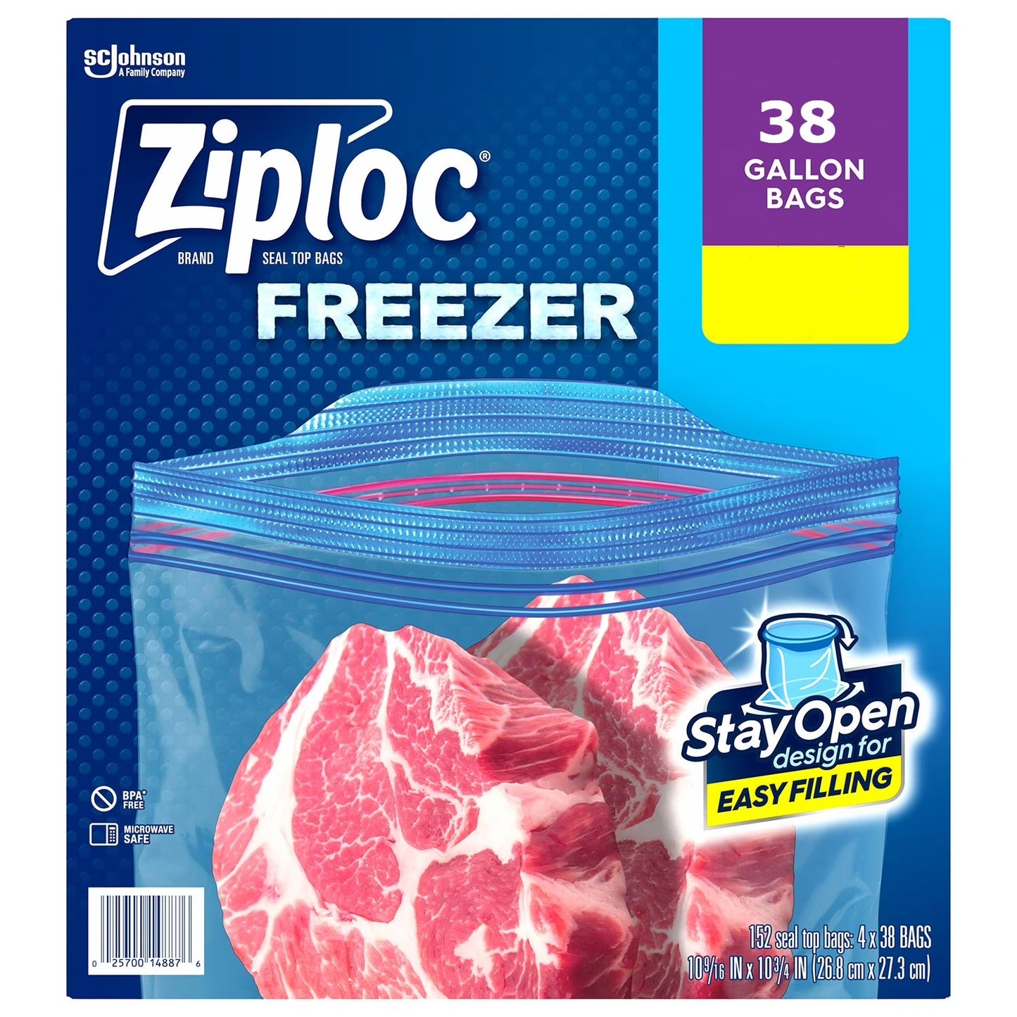 Ziploc Gallon Size Stay Open Freezer Bag - 38 Count