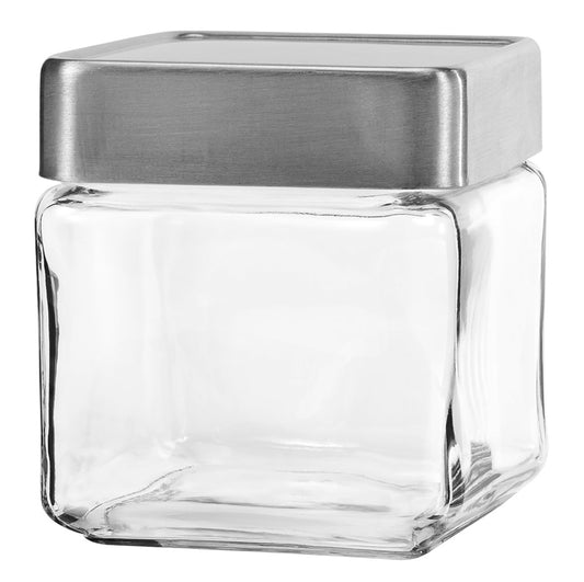 Anchor Hocking Stackable Square Jar with Metal Cover 1 Qt. 85753