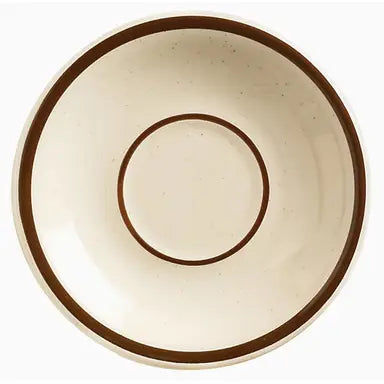 Yanco Ultima Brown Speckled Round Narrow Rim Stoneware Saucer 6" BR-2 - 36/Case