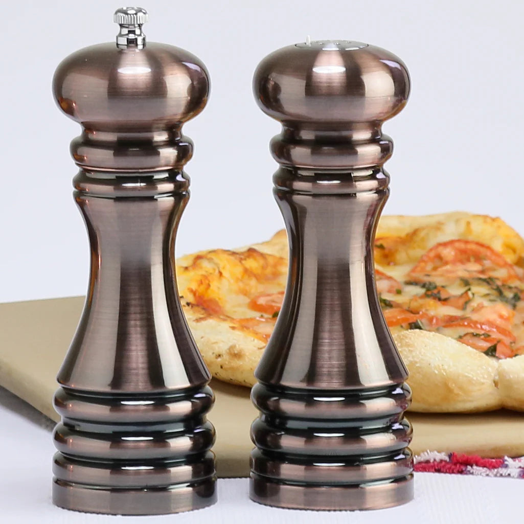 Chef Specialties Inc Salt & Pepper Mill Shaker Set Acrylic Copper 7" 90076