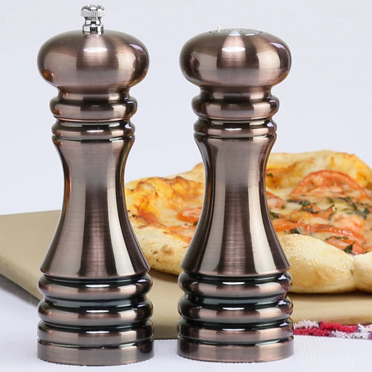 Chef Specialties Inc Salt & Pepper Mill Shaker Set Acrylic Copper 7" 90076