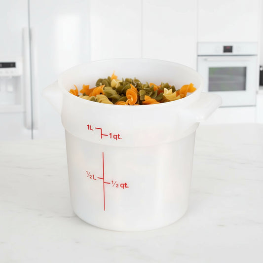 Cambro Polyethylene White Round Food Storage Container 1 Qt. RFS1148