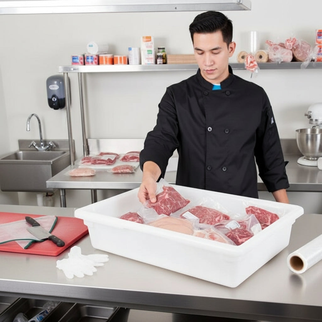 Cambro Camwear Food Storage Box White 18" x 26" x 6" D 18266P148