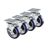 Krowne Economy Series 5" Swivel Casters with Brake, 3-1/2" x 3-1/2" Plate (Set of 4)