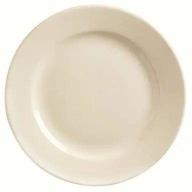 Yanco Ultima Cream White Round Rolled Edge Stoneware Plate 7.1" RE-7 - 36/Case