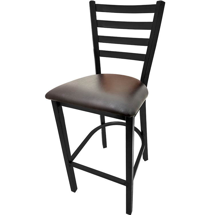 Oak Street Mfg. Black Coat Frame with Ladder Back No Swivel Bar Stool BM-234