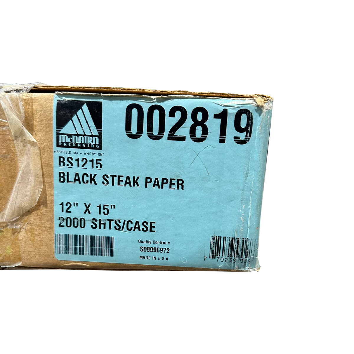 McNairn 002819 BS1215 Black Steak Paper Sheets, 12" x 15" - 2000/Case