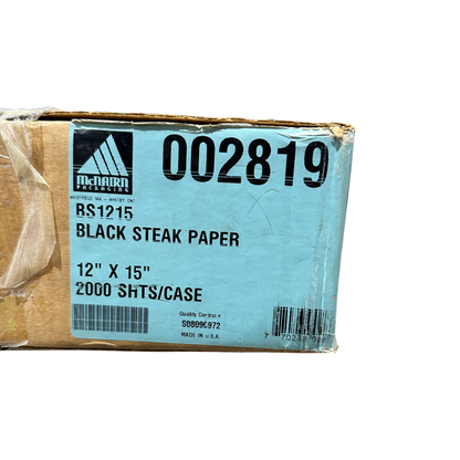 McNairn 002819 BS1215 Black Steak Paper Sheets, 12" x 15" - 2000/Case