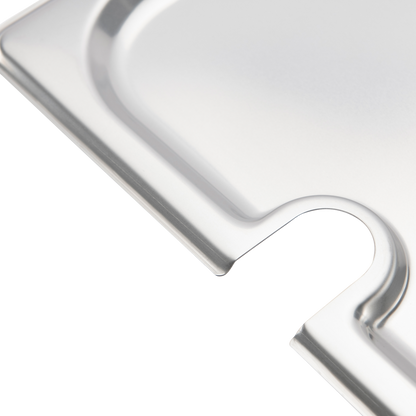 Browne 575529 Stainless Steel Notched Steam Table Pan Cover with Handle, Full Size