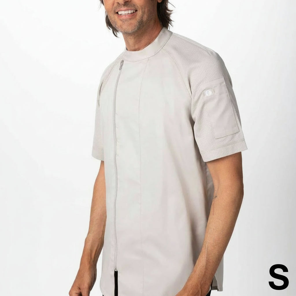 Chef Works Varkala Chef Coat Short Sleeve Natural Small CBZ03-NAT-S