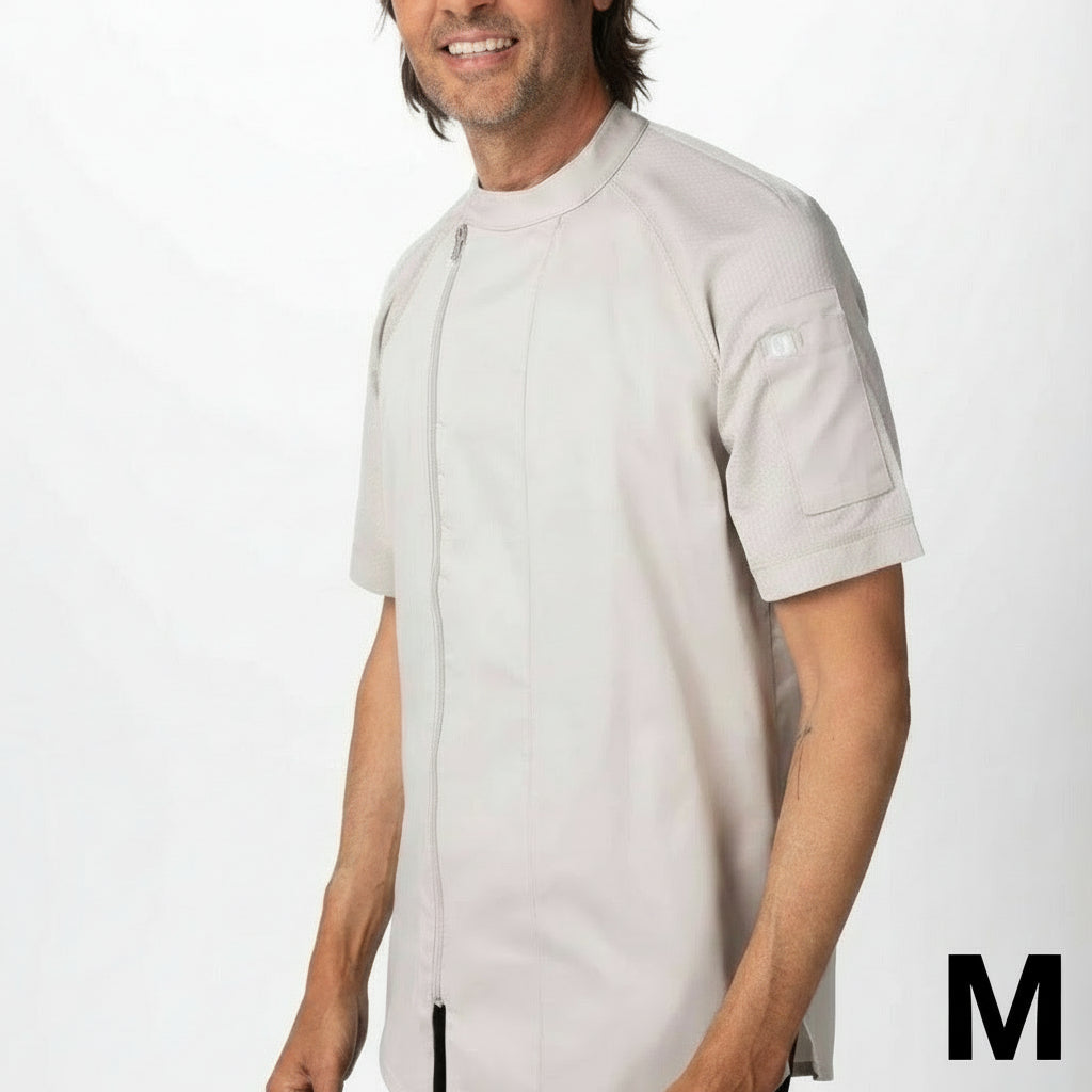 Chef Works Varkala Chef Coat Short Sleeve Natural Medium CBZ03-NAT-M