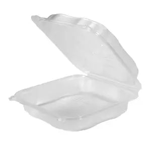 Genpak Clover XL Clear Plastic Hinged Container 1 Compartment 9" x 9" x 3" CLX199-CL - 150/Case